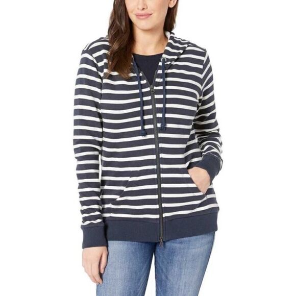 JAG Jeans Edie Zip Up Hoodie Jacket Navy Striped Nautical Women’s XL - Picture 3 of 16